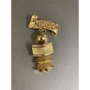 Vintage Gold Toned Choir Singer Noel Dangling Brooch